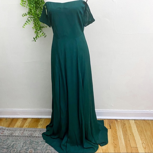 Reformation Dresses & Skirts - New Reformation Isadora in Sycamore Emerald Green Off The Shoulder Maxi Dress 6